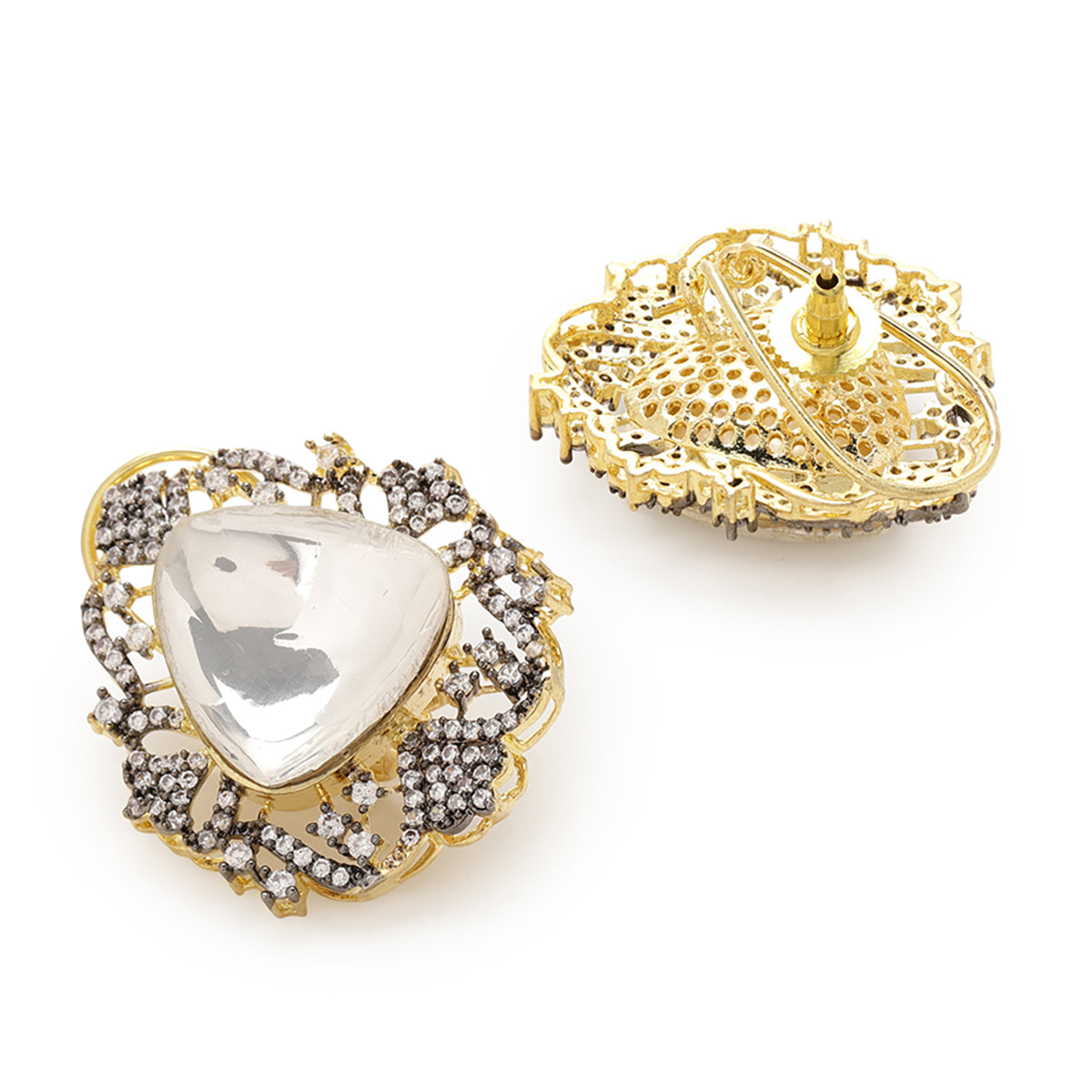 Gold-Toned Contemporary Studs Earrings