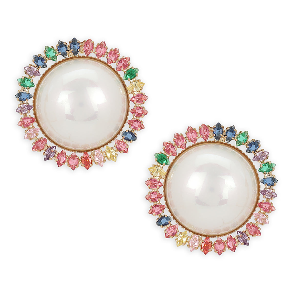 White Contemporary Pearl Studs Earrings