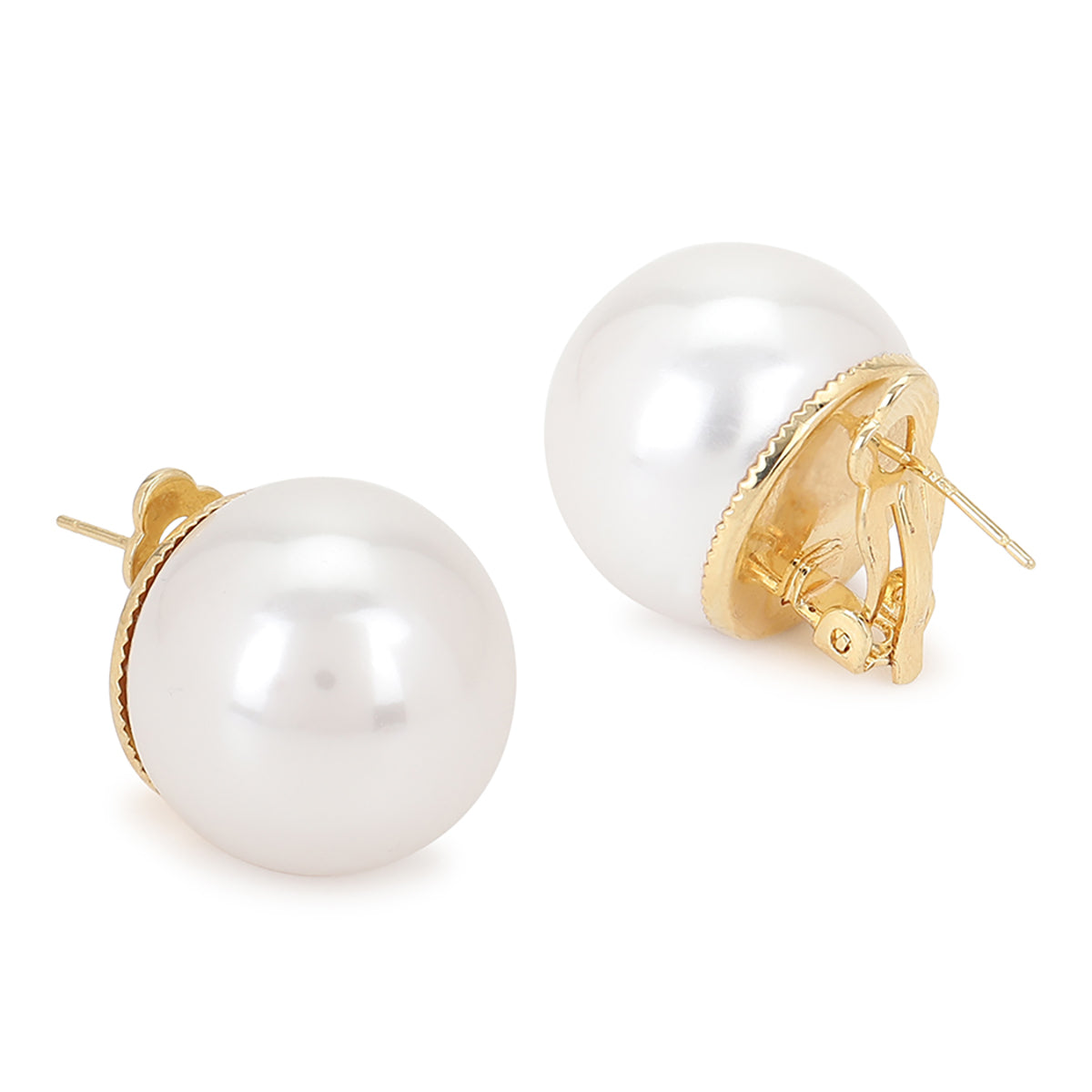 White Contemporary Studs Earrings