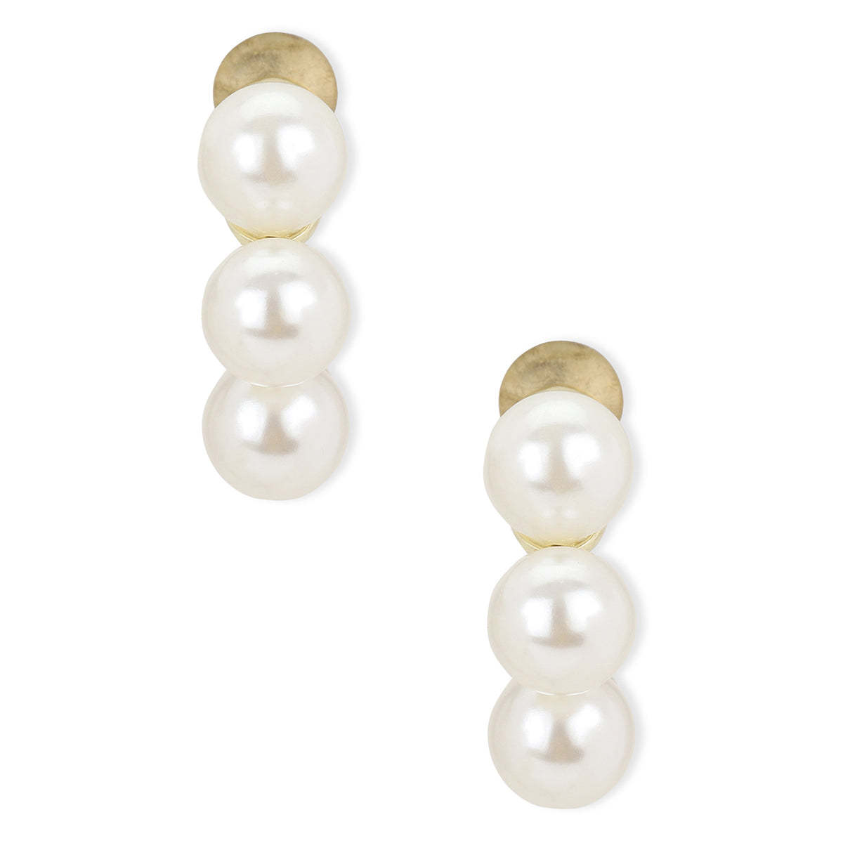 Gold-Toned & White Contemporary Drop Earrings