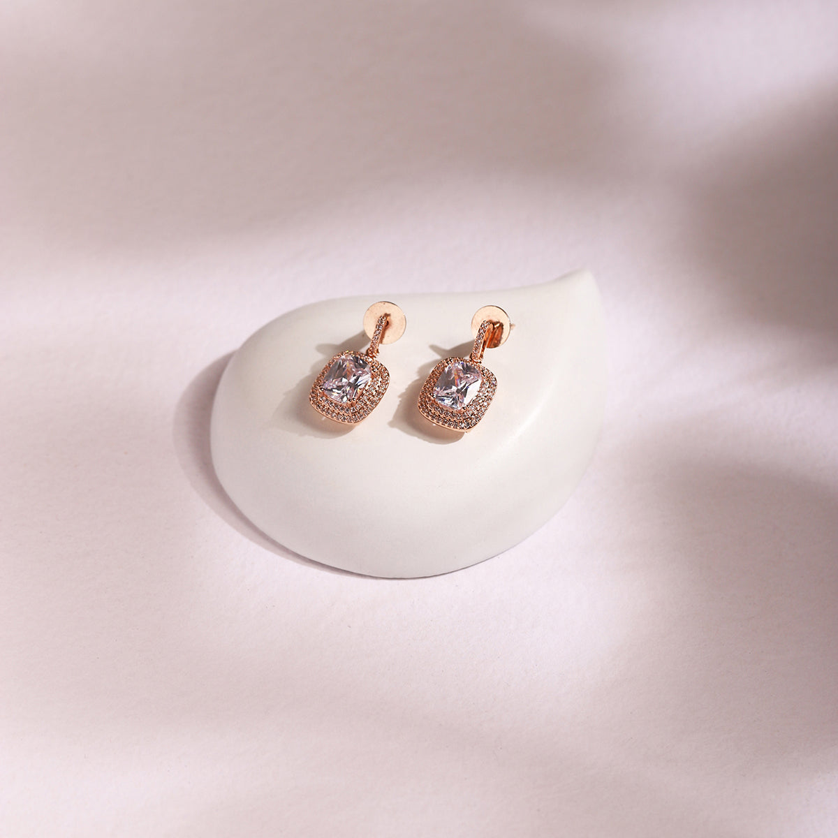 Gold & White Contemporary Studs Earrings