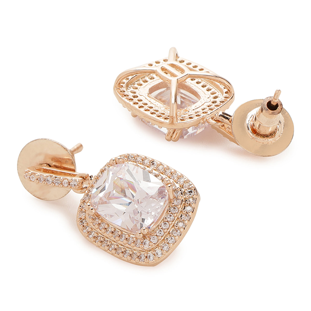 Gold & White Contemporary Studs Earrings