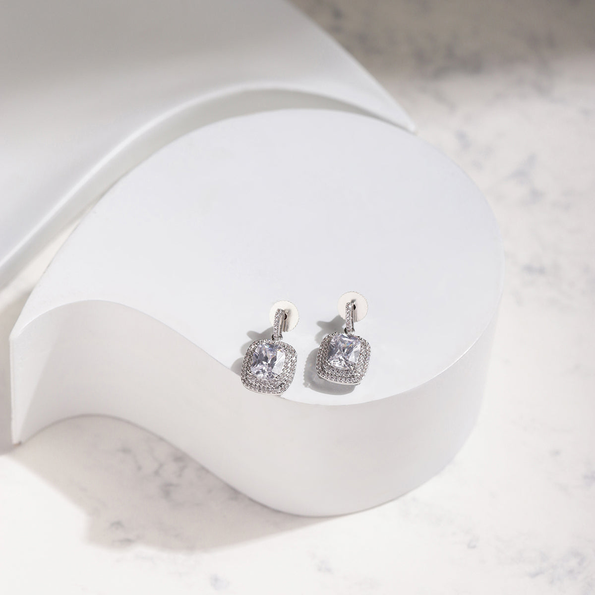 Silver-Toned Contemporary Sliver Plated Studs Earrings