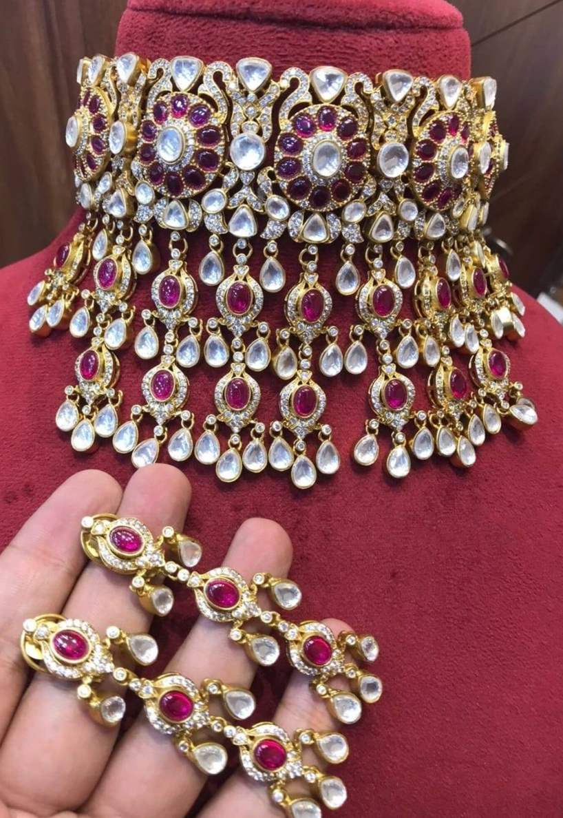 Tyaani Inspired Gold Plated Polki Layer Set