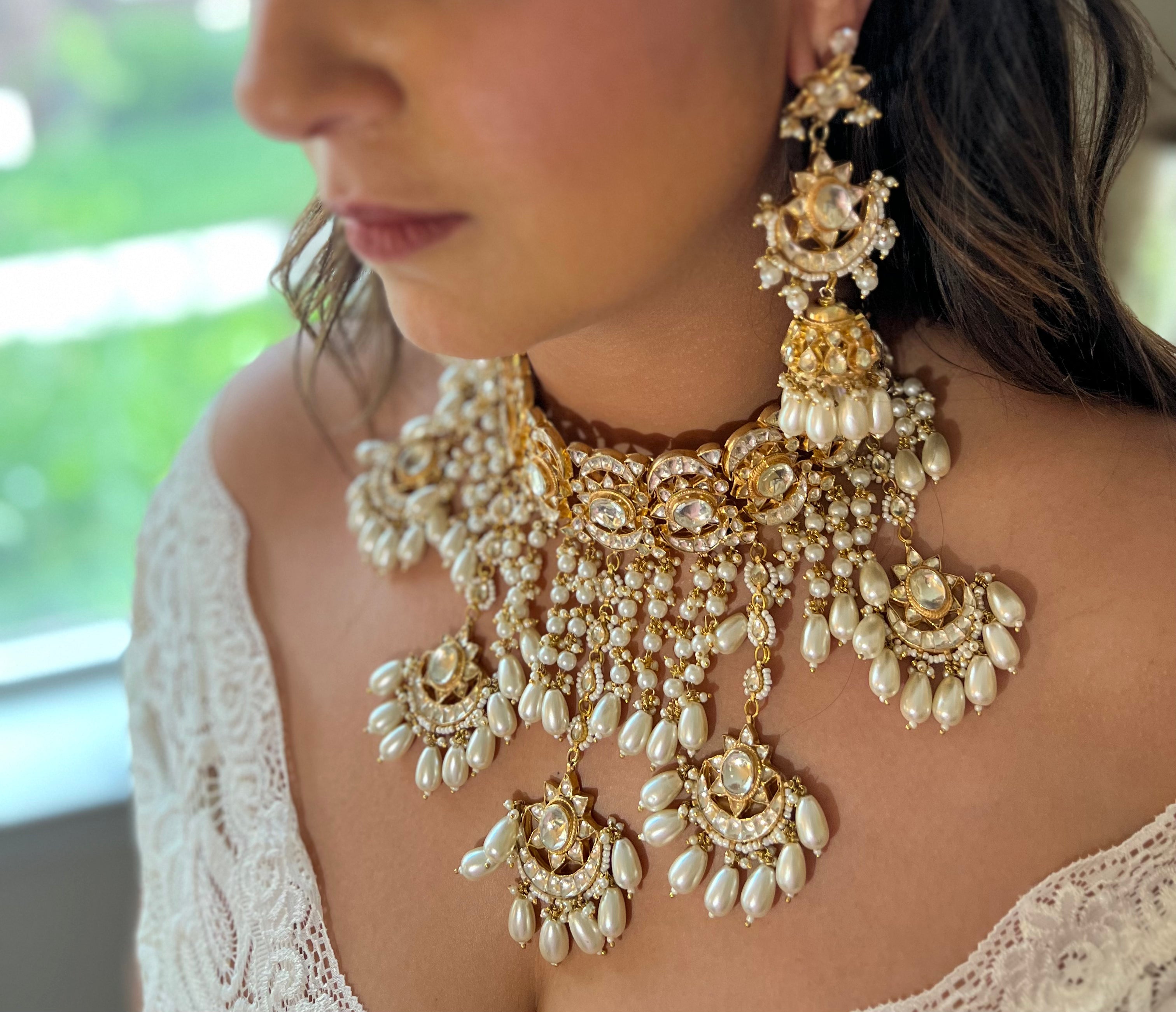 Pachi Kundan Gold Plated & Pearl Bridal Choker Necklace set