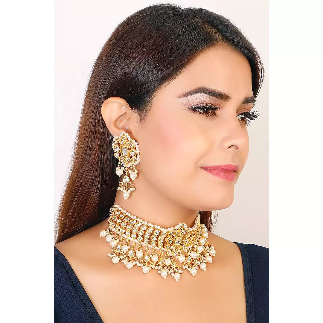 Gold ethnic choker Necklace
