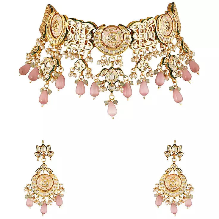  Choker Necklace  Pink Beads