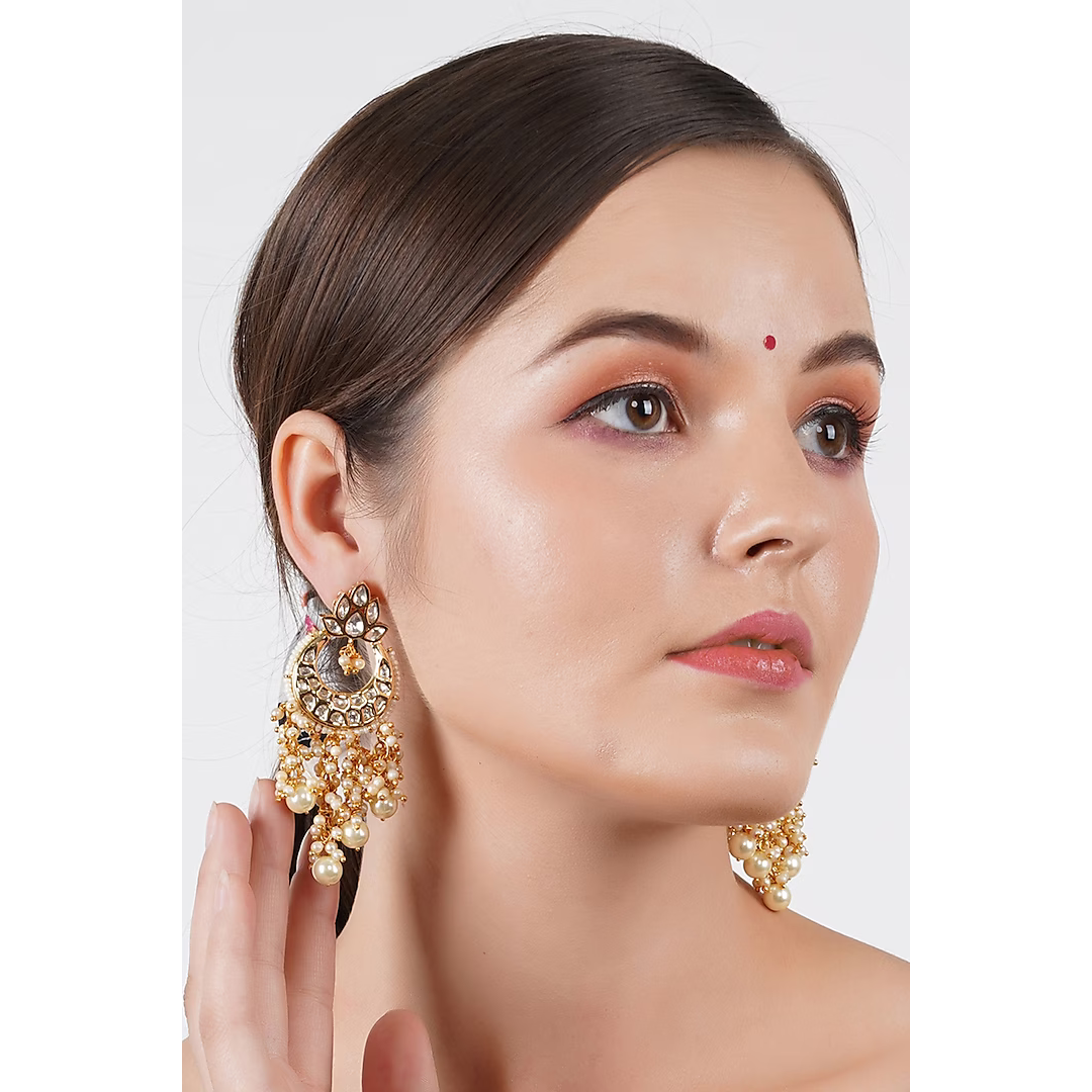 Gold Finish Chandbali Earrings