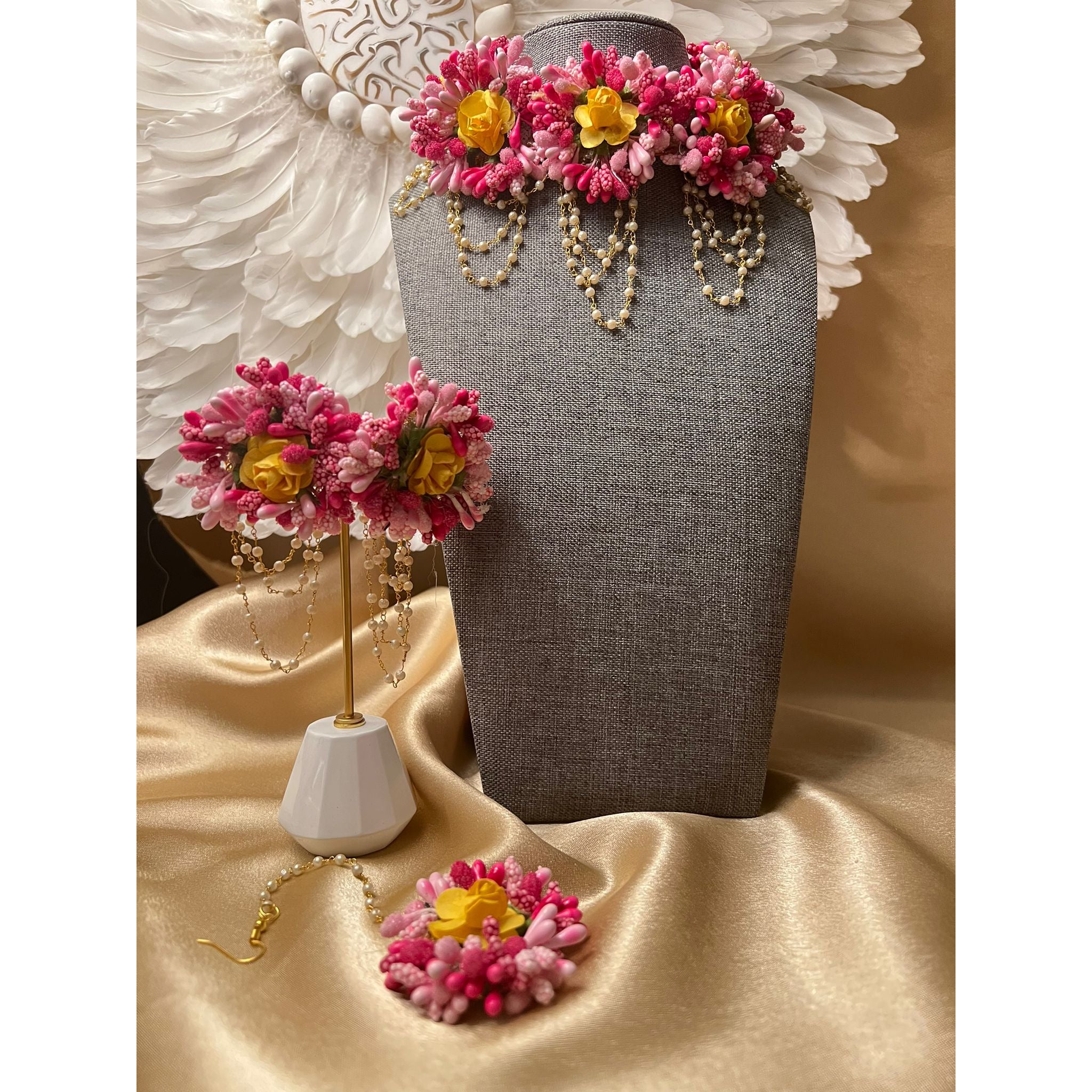 Diya Haldi Flower Set Indian Bridal Jewelry